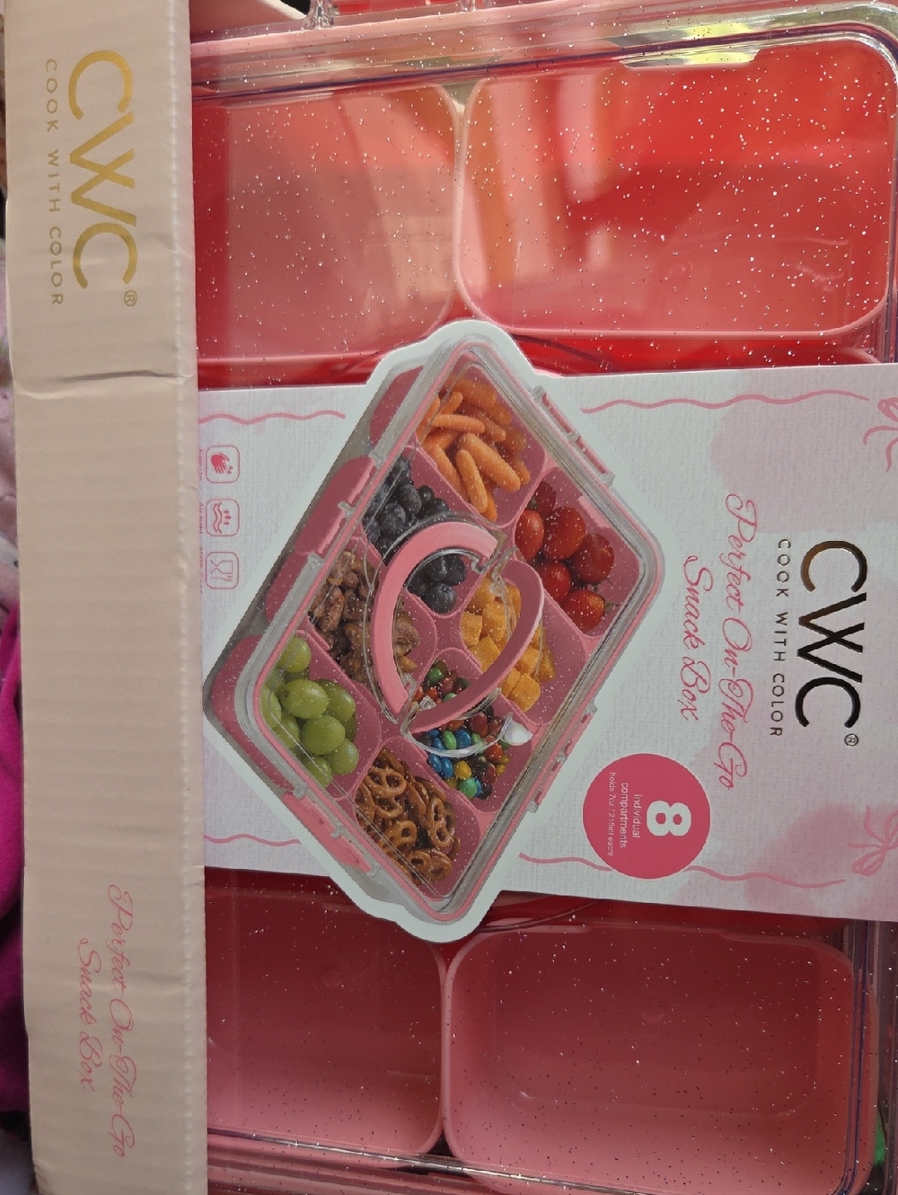 2x CWC 8-Compartment Pink Snack Box